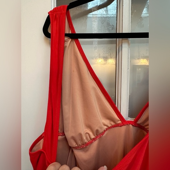 J. Crew Ruched V-neck One Pice Vibrant Bright Cerise Swimsuit Plus Size 24 - Picture 8 of 12